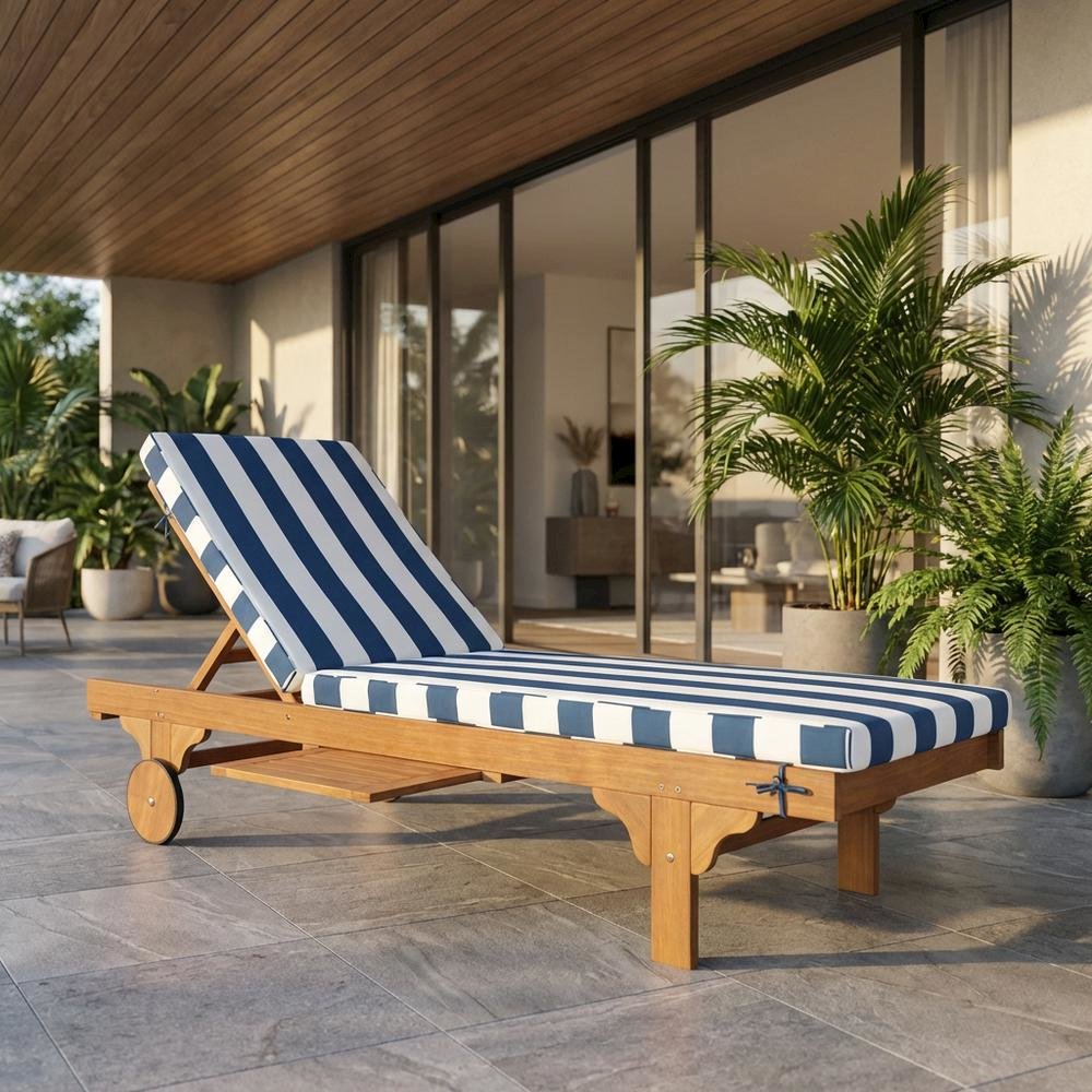 Outdoor lounge chair with side table, foam-filled upholstery, steel frame. Picture 2