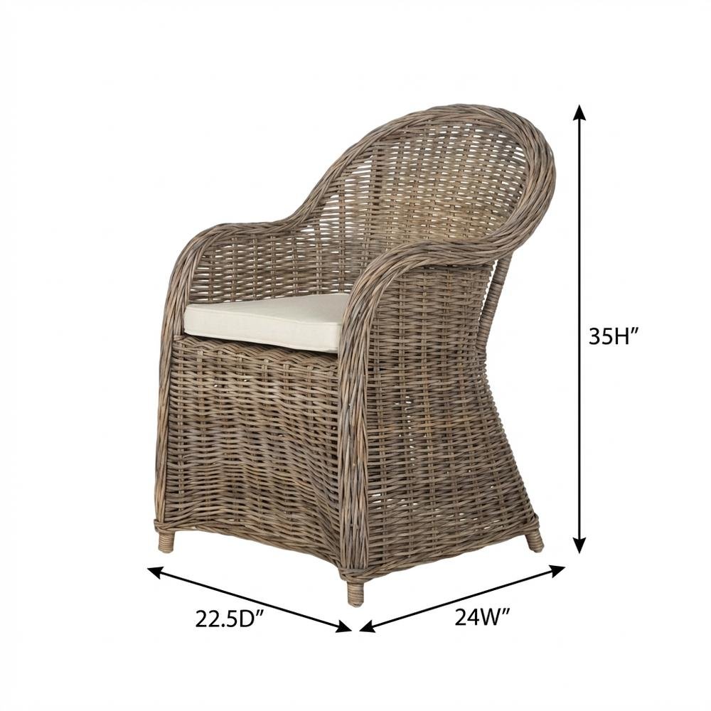 Outdoor Wicker Club Chair With Cotton Fabric And Kubu Frame. Picture 7