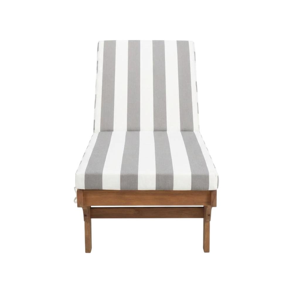 Outdoor lounge chair with side table in eucalyptus wood and foam padding. Picture 4