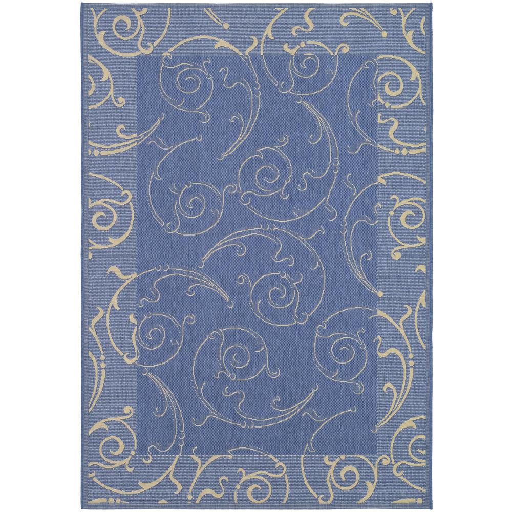 COURTYARD, BLUE / NATURAL, 5'-3" X 5'-3" Round, Area Rug, CY2665-3103-5R. Picture 1