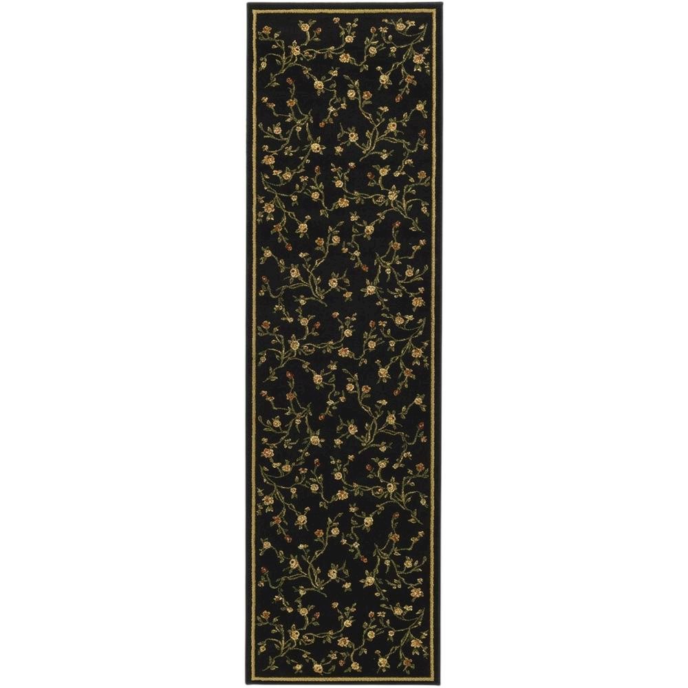 Black and Green Area Rug with Power Loomed Polypropylene Pile and Jute Backing. Picture 4