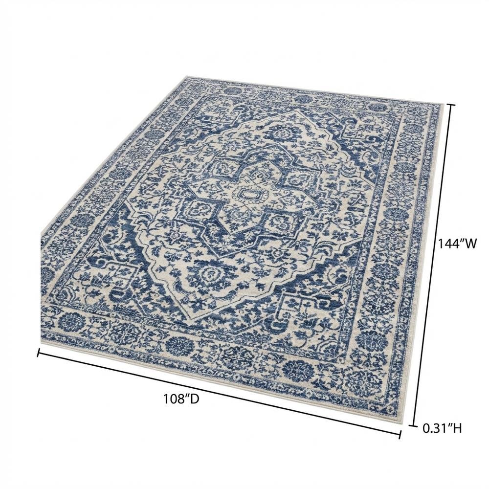Navy and Light Grey Area Rug with Jute Backing and Power Loomed Construction. Picture 7