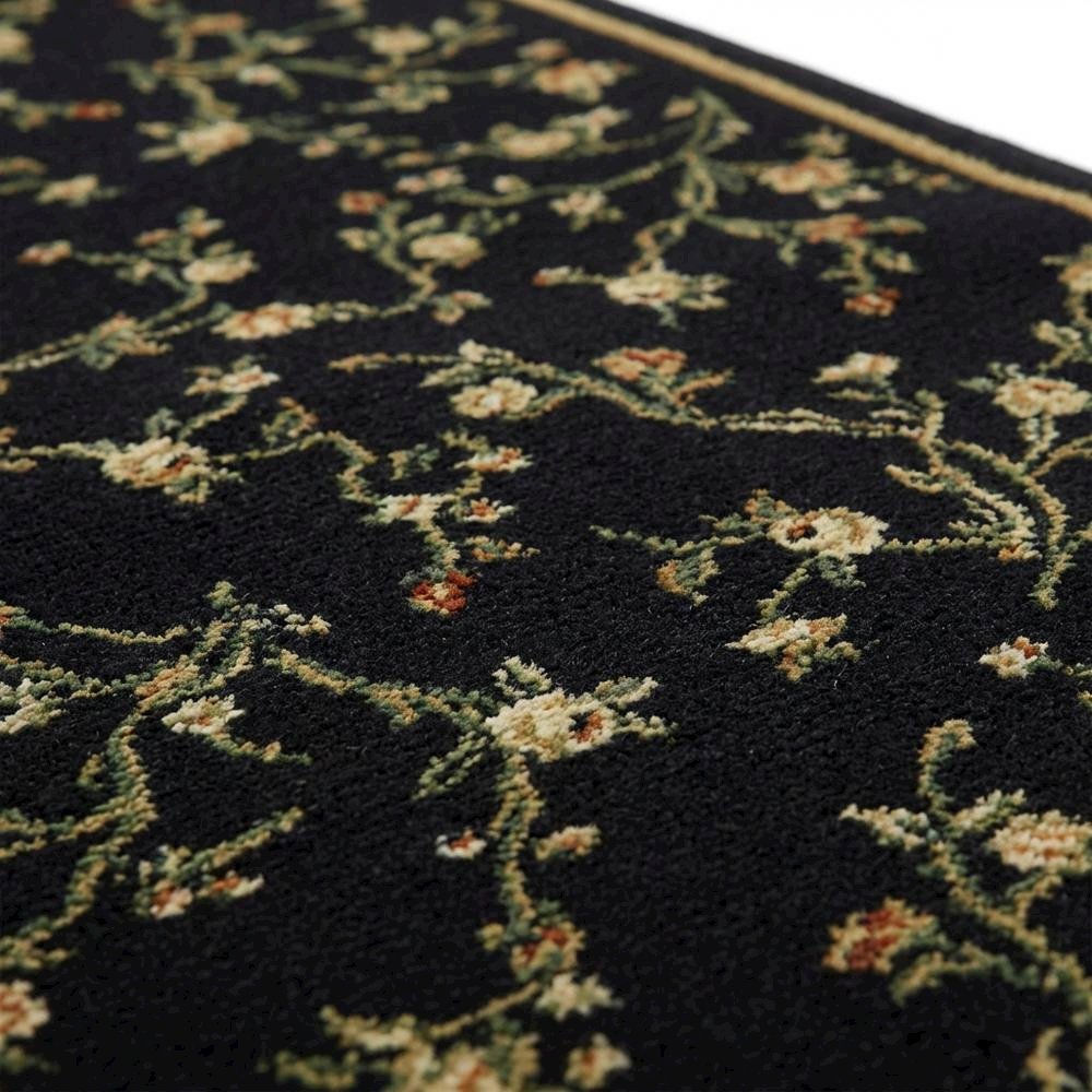 Black and Green Area Rug with Power Loomed Polypropylene Pile and Jute Backing. Picture 5
