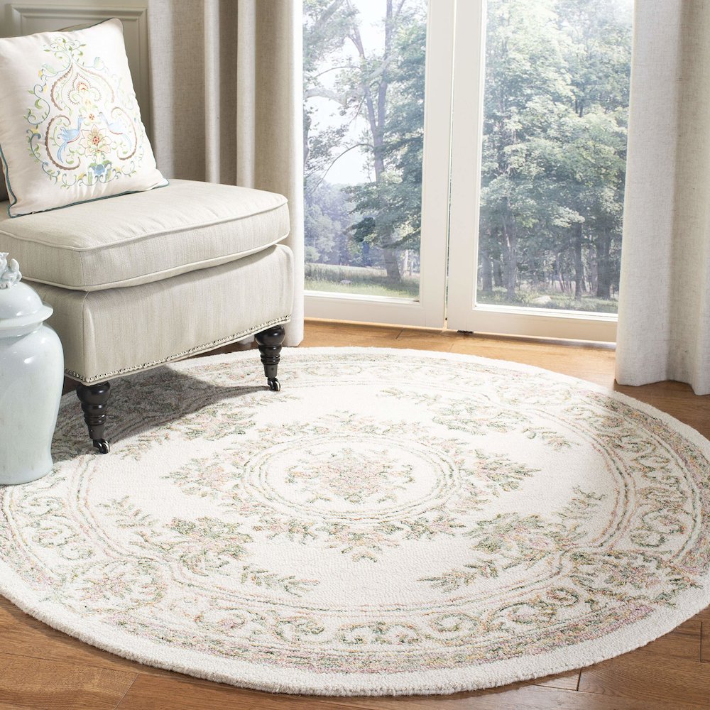 MICRO-LOOP, IVORY / FUCHSIA, 5' X 5' Round, Area Rug. Picture 1
