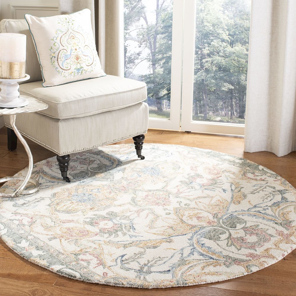 MICRO-LOOP, IVORY / BLUE, 5' X 5' Round, Area Rug, MLP901M-5R. Picture 1