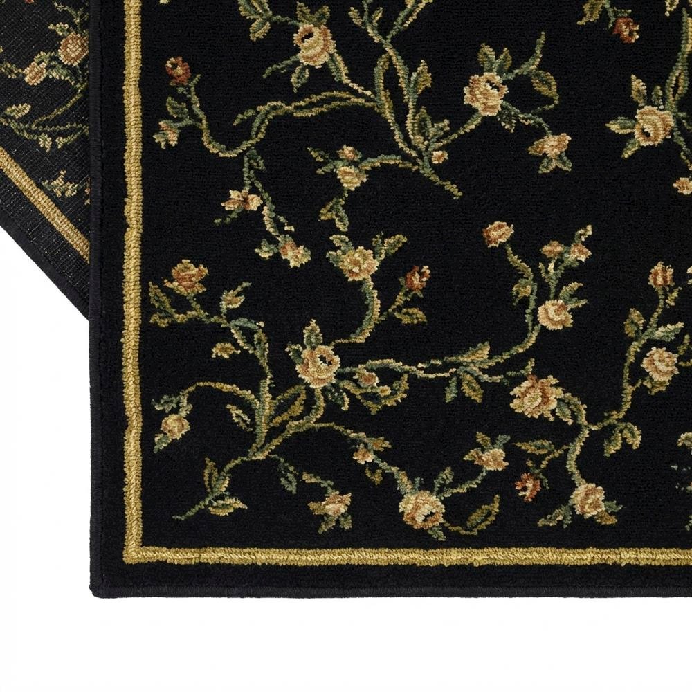 Black and Green Area Rug with Power Loomed Polypropylene Pile and Jute Backing. Picture 6
