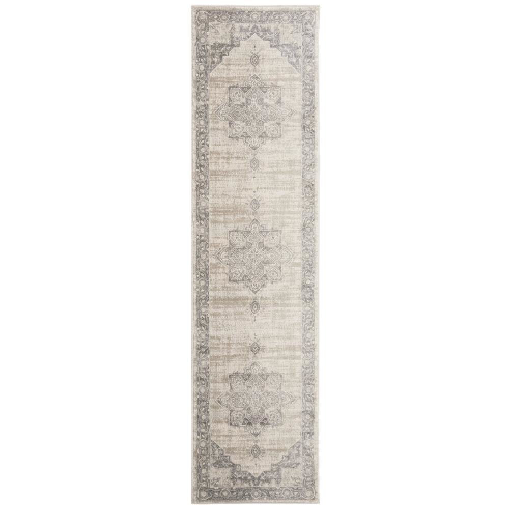 Cream and Grey Area Rug with Jute Backing and Power Loomed Construction, Runner. Picture 4
