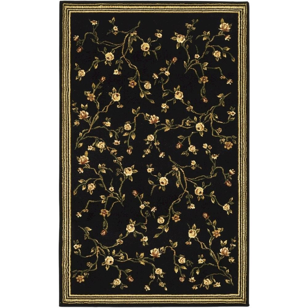Black and Green Area Rug with Power Loomed Construction and Jute Backing. Picture 4