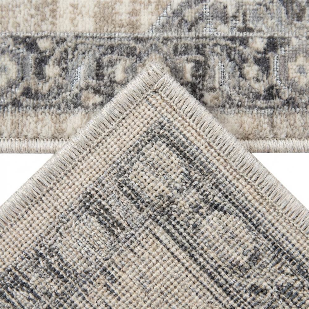 Cream and Grey Area Rug with Jute Backing and Power Loomed Construction, Runner. Picture 6