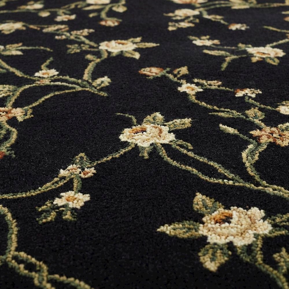 Black and Green Area Rug with Power Loomed Construction and Jute Backing. Picture 5