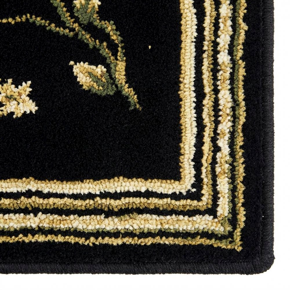 Black and Green Area Rug with Power Loomed Construction and Jute Backing. Picture 6