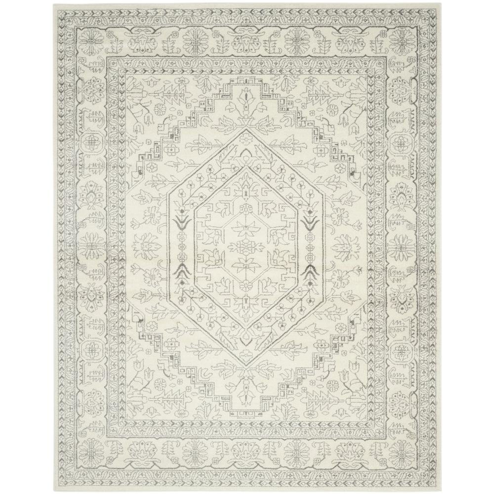 Ivory and Silver Area Rug with Power Loomed Polypropylene Pile, Large Rectangle. Picture 4
