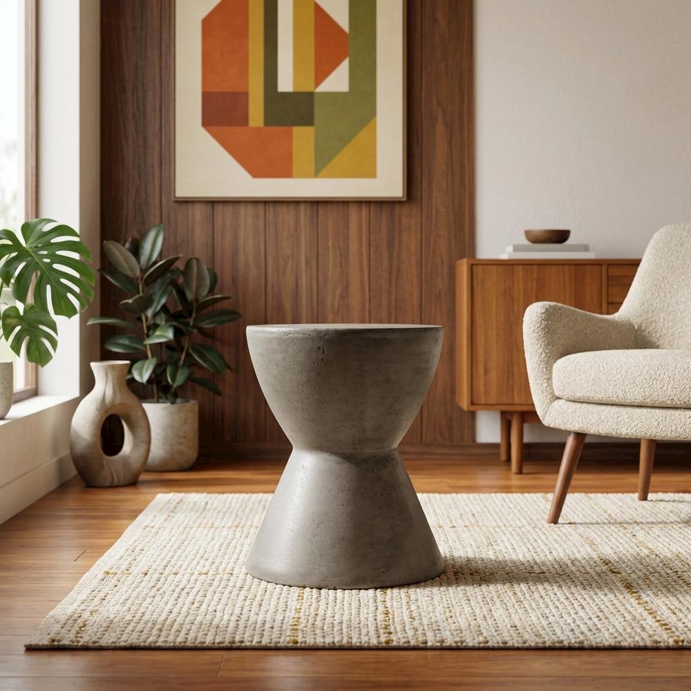 Contemporary Concrete Round Accent Table for Indoor/Outdoor Use. Picture 3