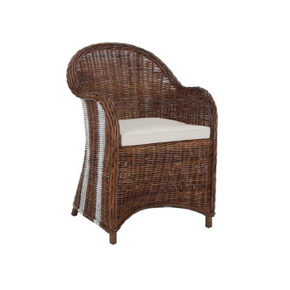 HEMI STRIPED WICKER CLUB CHAIR. Picture 1