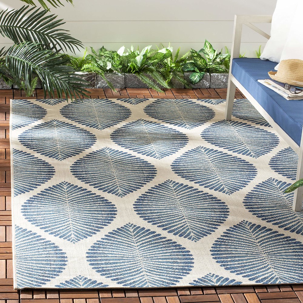 COURTYARD, BEIGE / NAVY, 6'-7" X 9'-6", Area Rug, CY7504-25812-6. Picture 1
