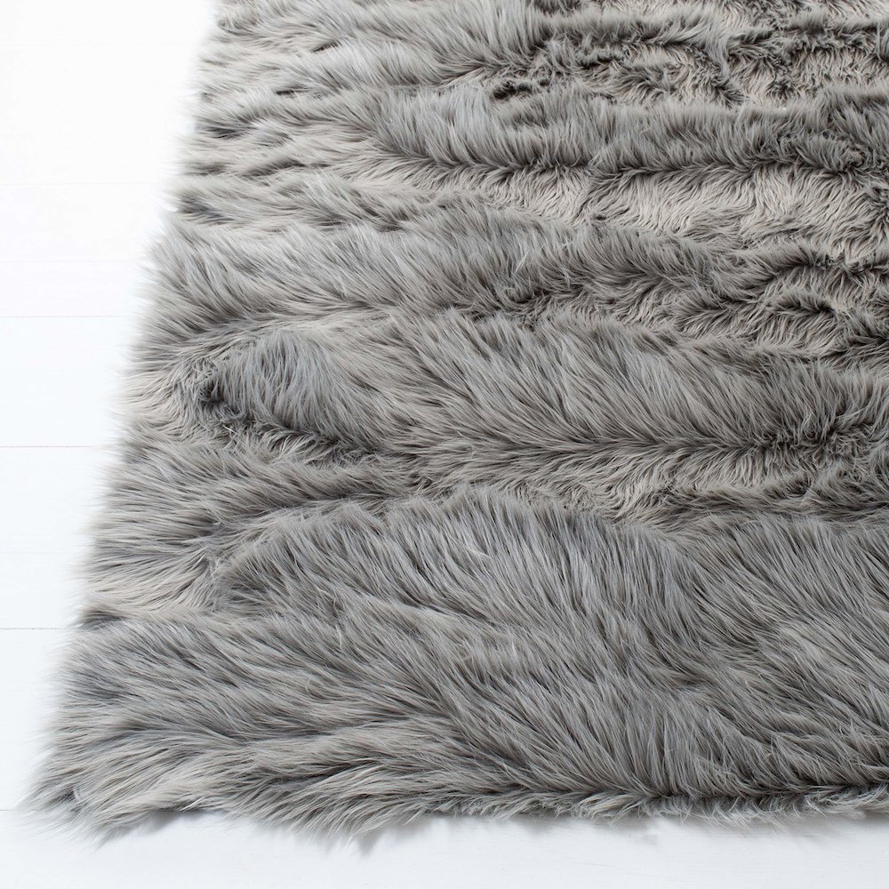 FAUX SHEEP SKIN, GREY, 6' X 9', Area Rug, FSS235D-6. Picture 3