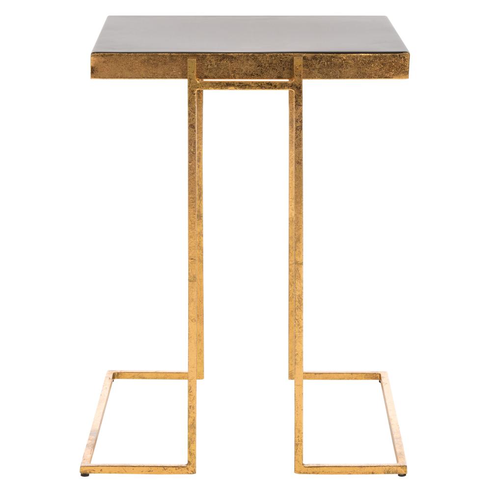 Amarylis Greek Key Side Table, Black/Gold. Picture 1