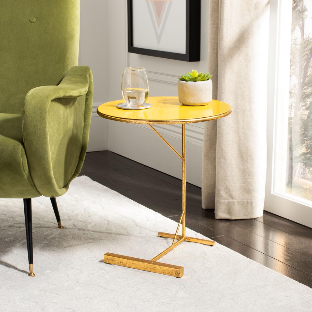 Sionne Round C Table, Yellow/Gold. Picture 7