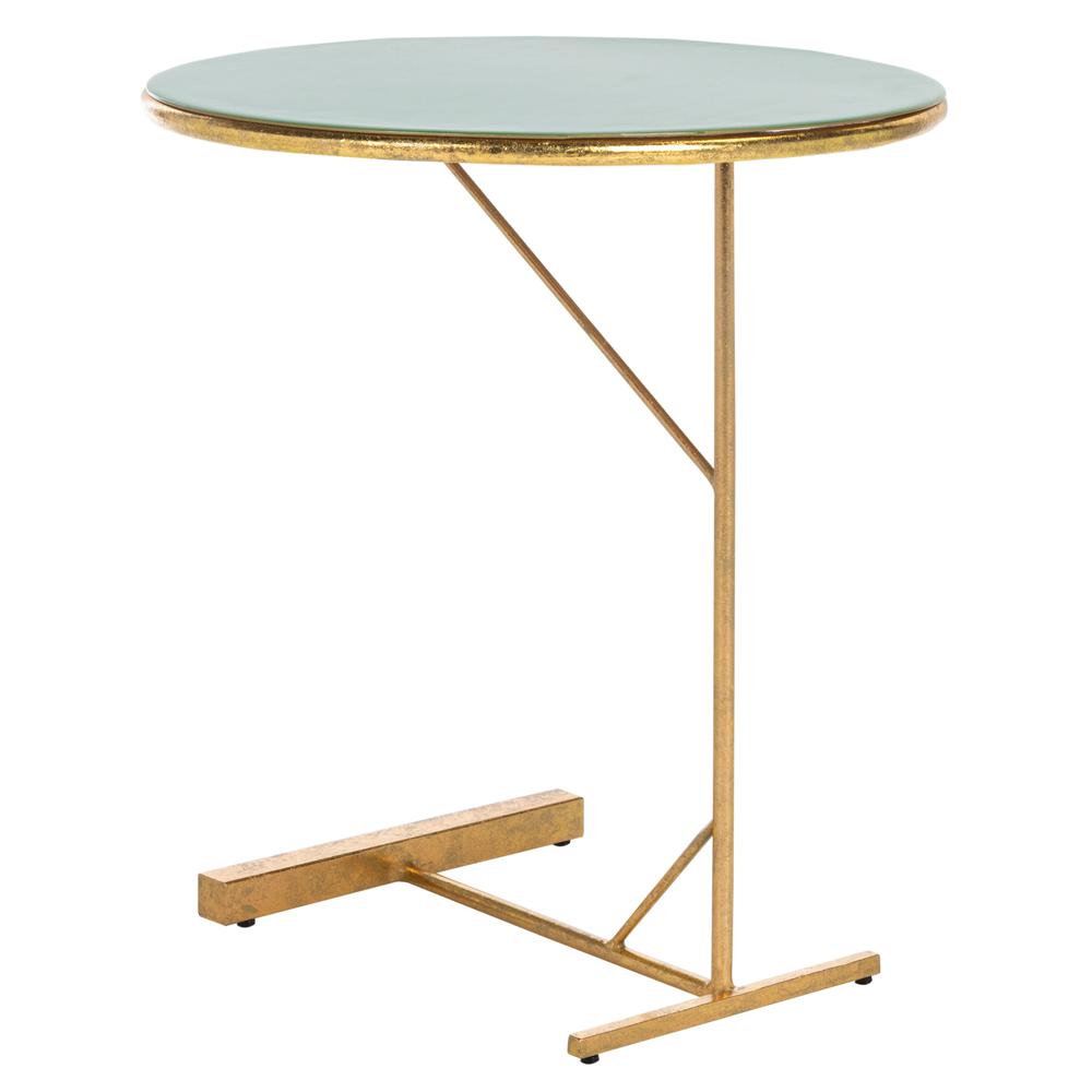 Sionne Round C Table, Hunter Green/Gold. Picture 3