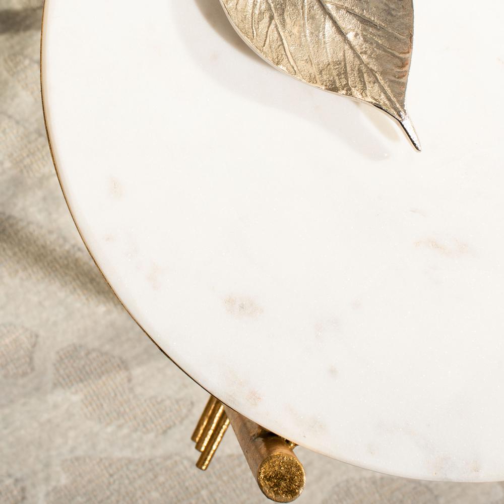 Jenesis Round Accent Table, White Marble/Gold. Picture 6