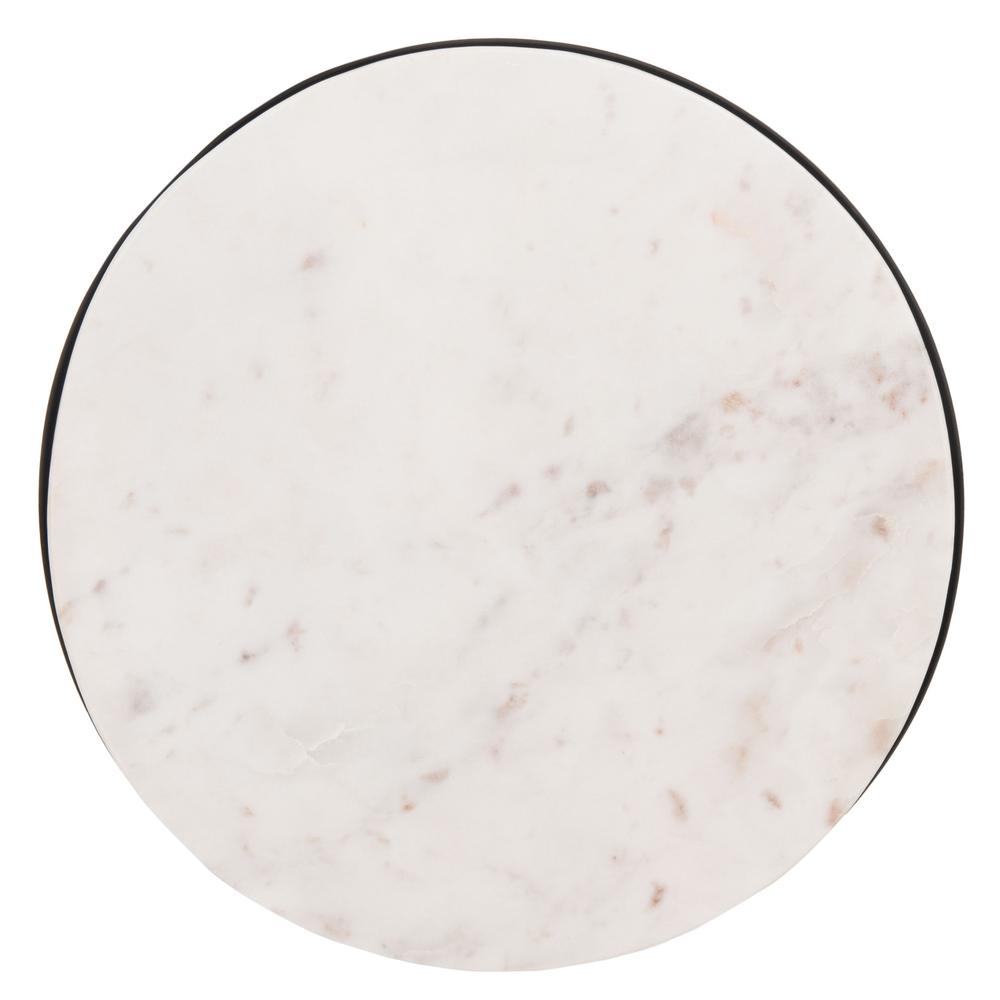 Zephyr Round Accent Table, White Marble/Black/Gold. Picture 6