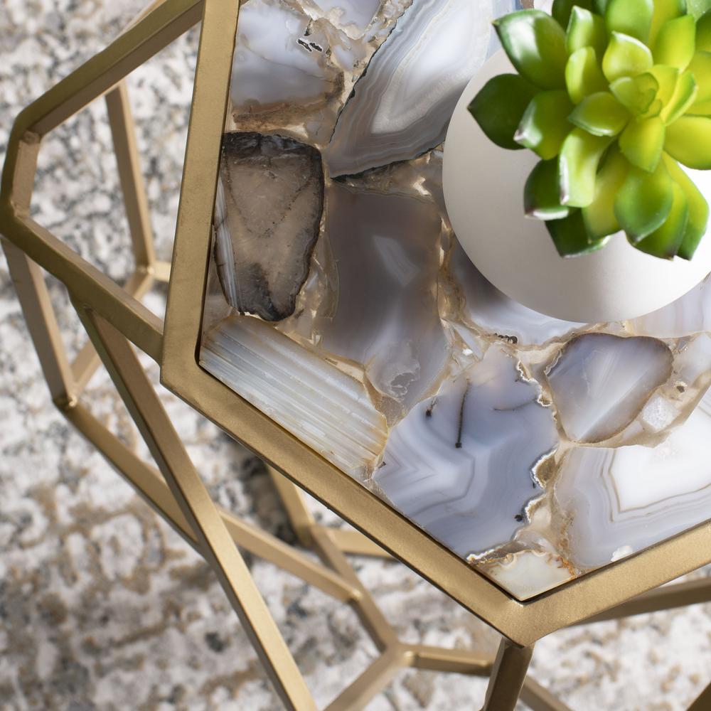 Ava Geometric Accent Table, Multi/Gold. Picture 2