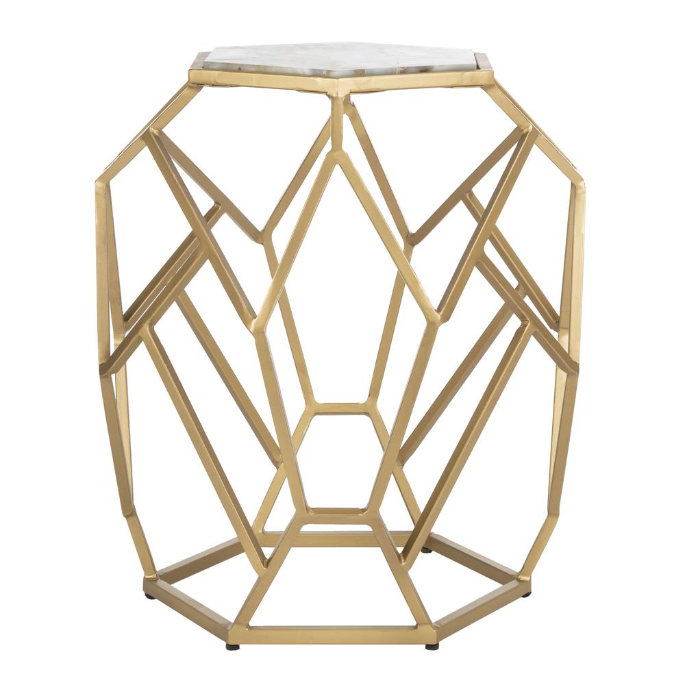 Ava Geometric Accent Table, Multi/Gold. Picture 1