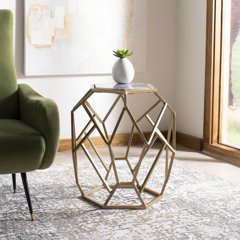 Ava Geometric Accent Table, Multi/Gold. Picture 6
