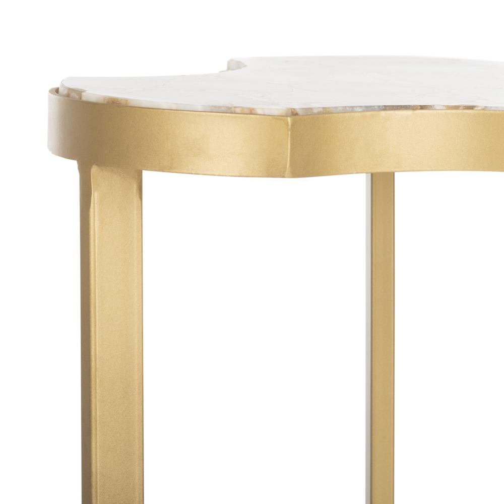 Suki Agate Tripod Accent Table, White/Gold. Picture 4