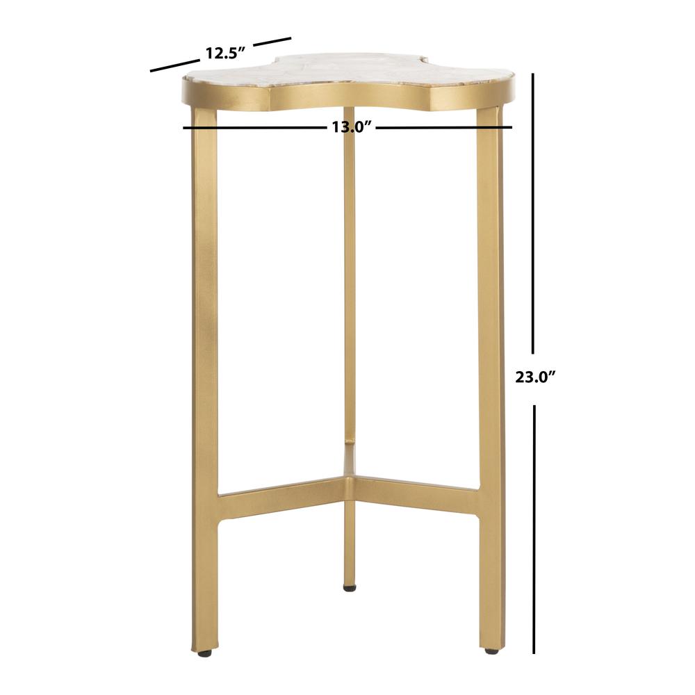 Suki Agate Tripod Accent Table, White/Gold. Picture 5