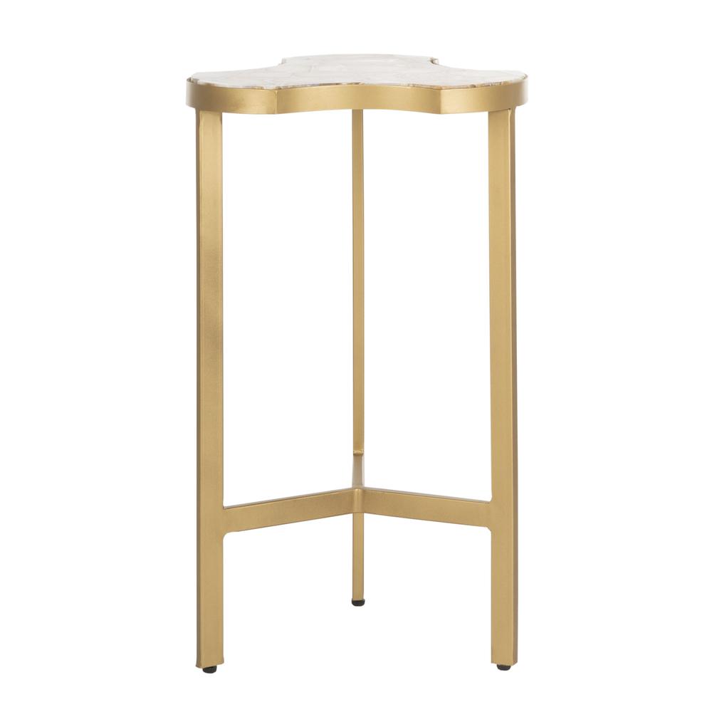 Suki Agate Tripod Accent Table, White/Gold. Picture 1