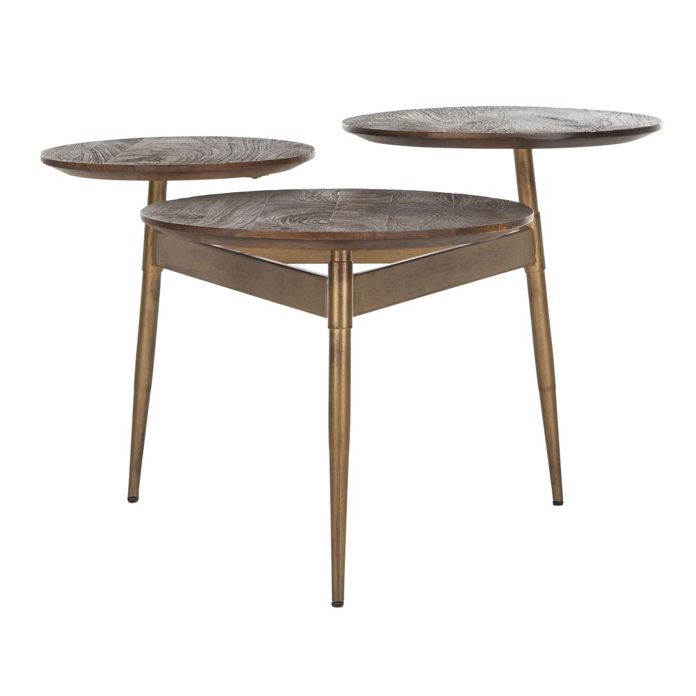 Ian 3 Circle Accent Table, Rustic Honey/Gold. Picture 1
