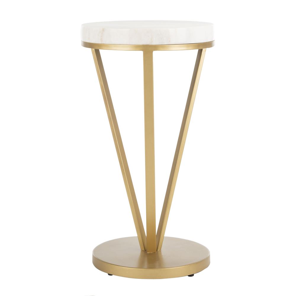 Theia Accent Table, White Marble/Gold. Picture 2