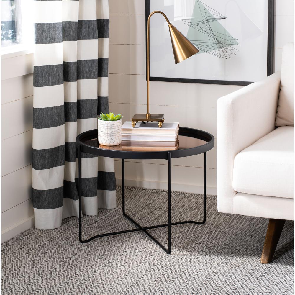 Ruby Medium Round Tray Top Accent Table, Black/Rose Gold. Picture 5