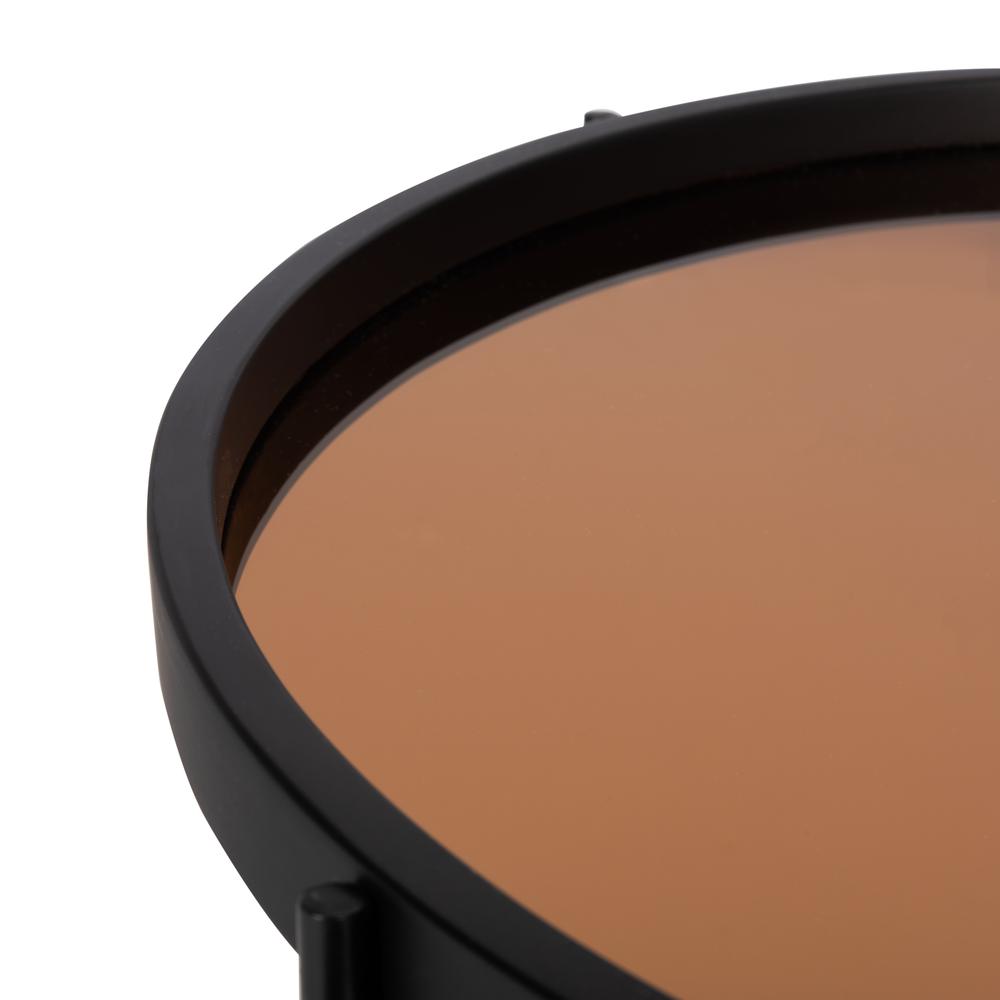 Ruby Small Round Tray Top Accent Table, Black/Rose Gold. Picture 2