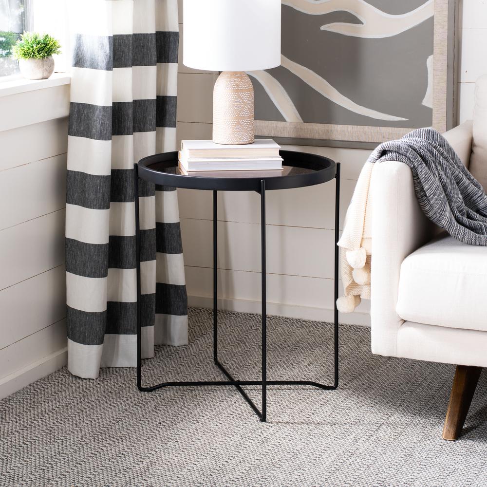 Ruby Small Round Tray Top Accent Table, Black/Rose Gold. Picture 5