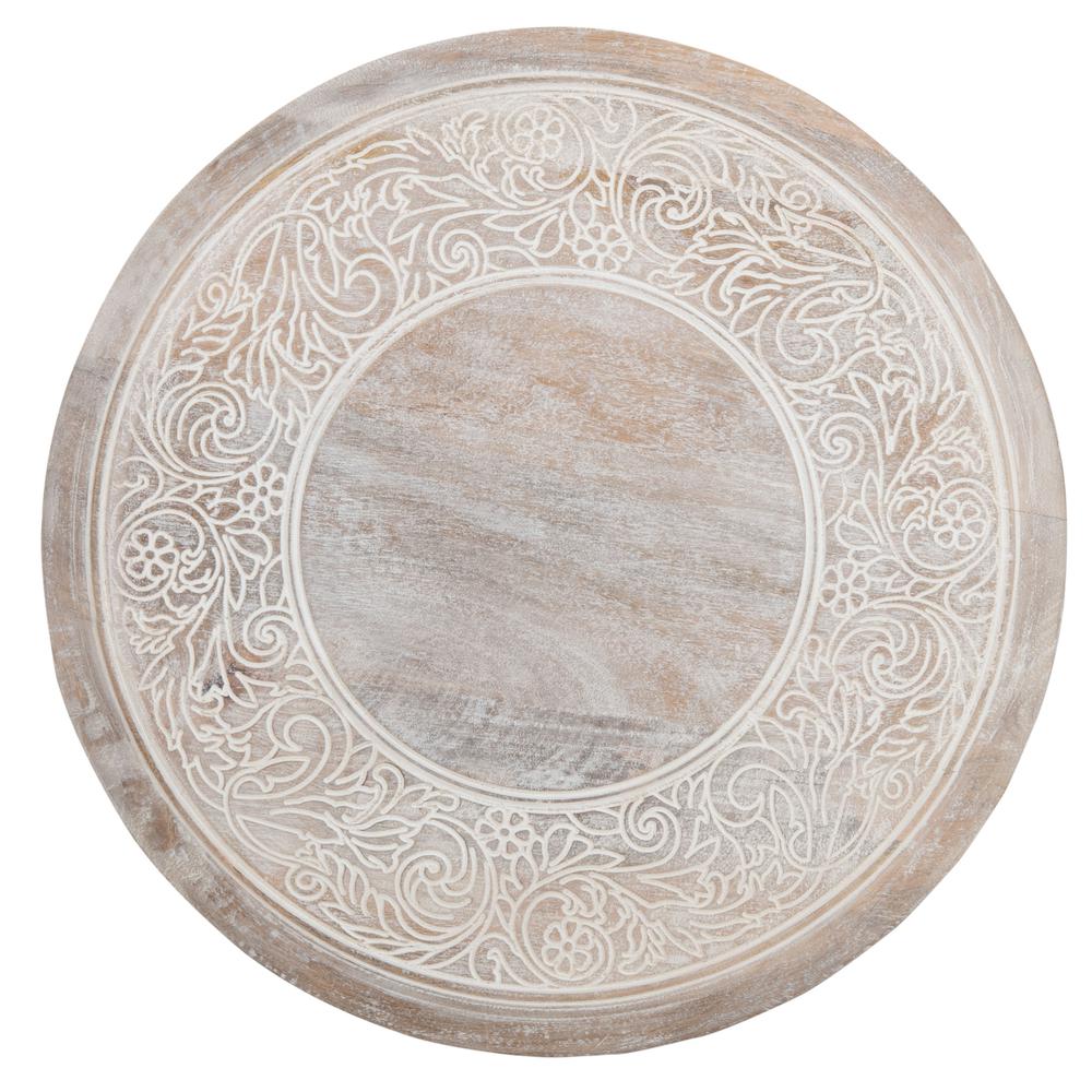 Rehnuma Carved Side Table, White Wash. Picture 8