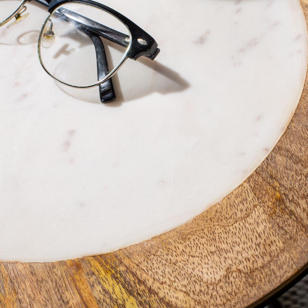 Gemma Agate Side Table, White Marble. Picture 2