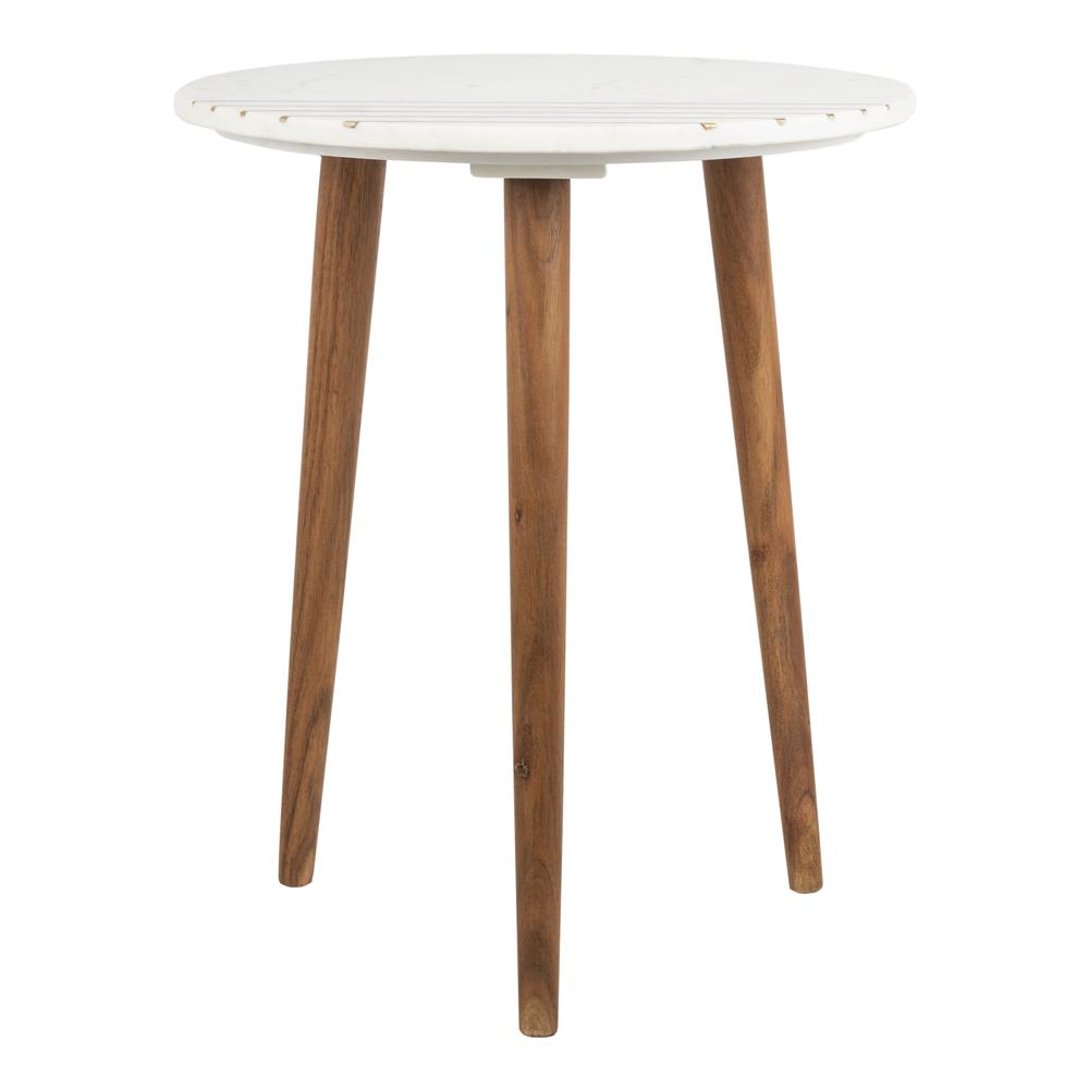 Valerie Round Marble Accent Table, Natural Brown/White/Gold. Picture 2