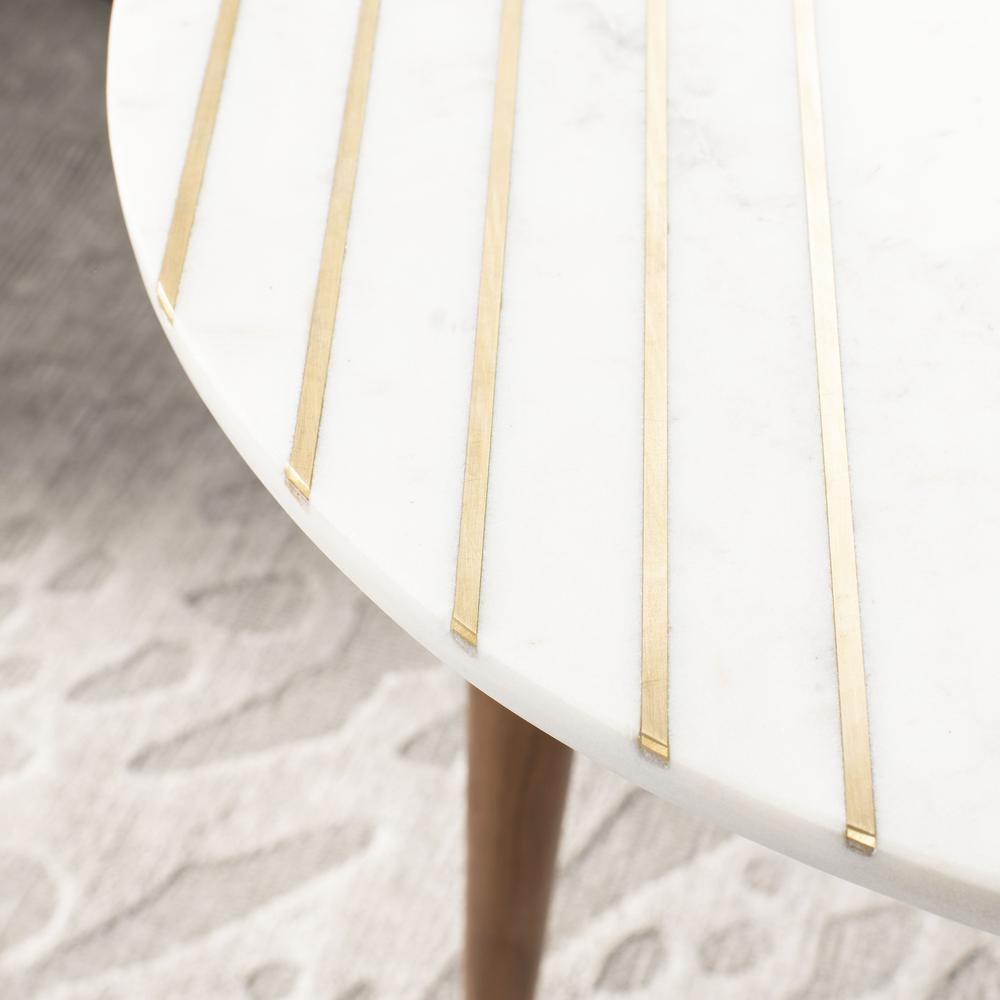 Valerie Round Marble Accent Table, Natural Brown/White/Gold. Picture 3