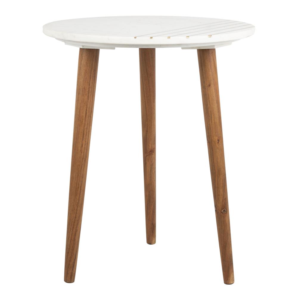 Valerie Round Marble Accent Table, Natural Brown/White/Gold. Picture 1