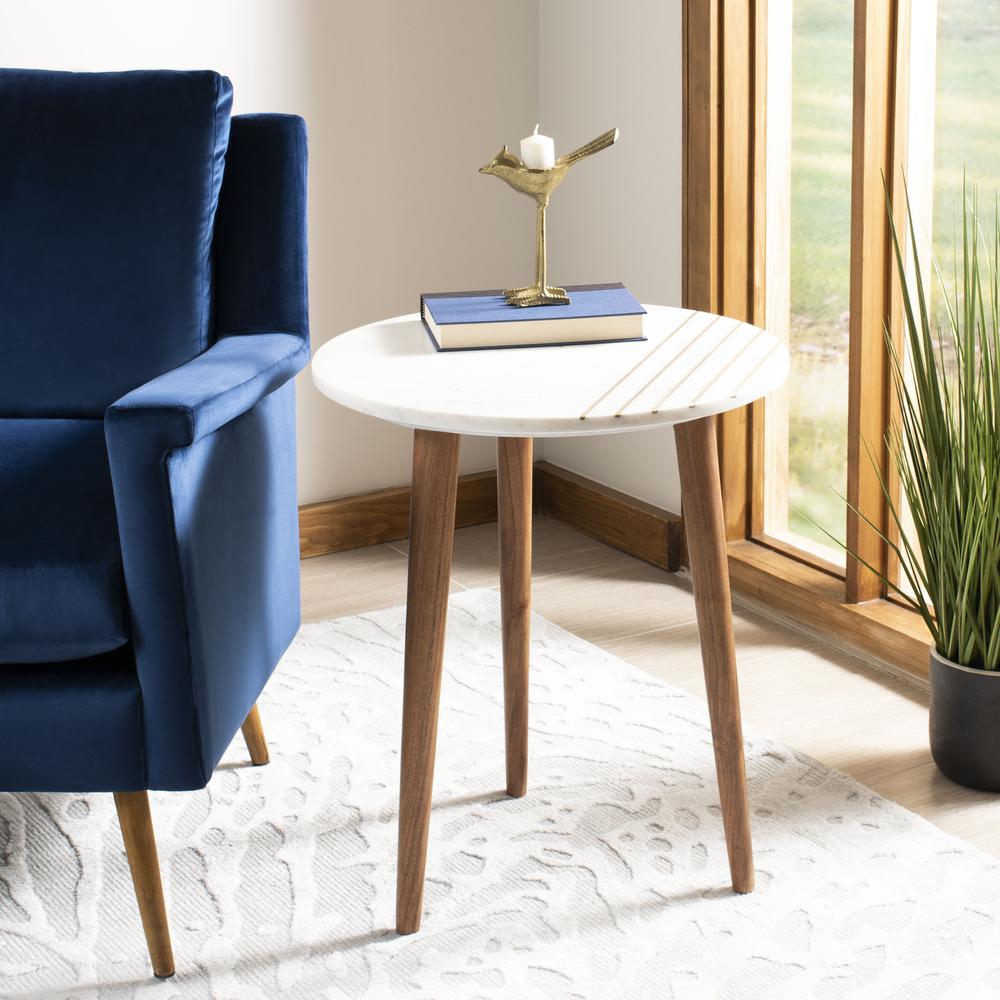 Valerie Round Marble Accent Table, Natural Brown/White/Gold. Picture 7