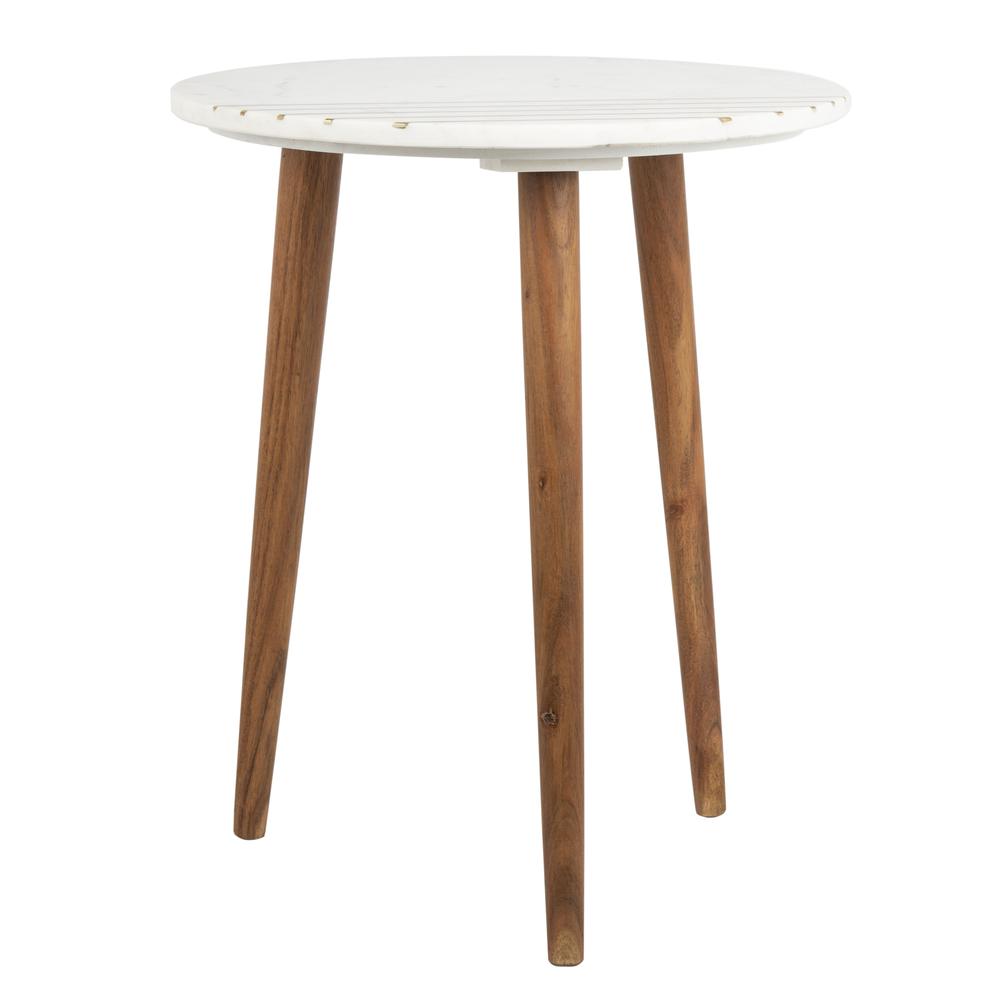 Valerie Round Marble Accent Table, Natural Brown/White/Gold. Picture 8