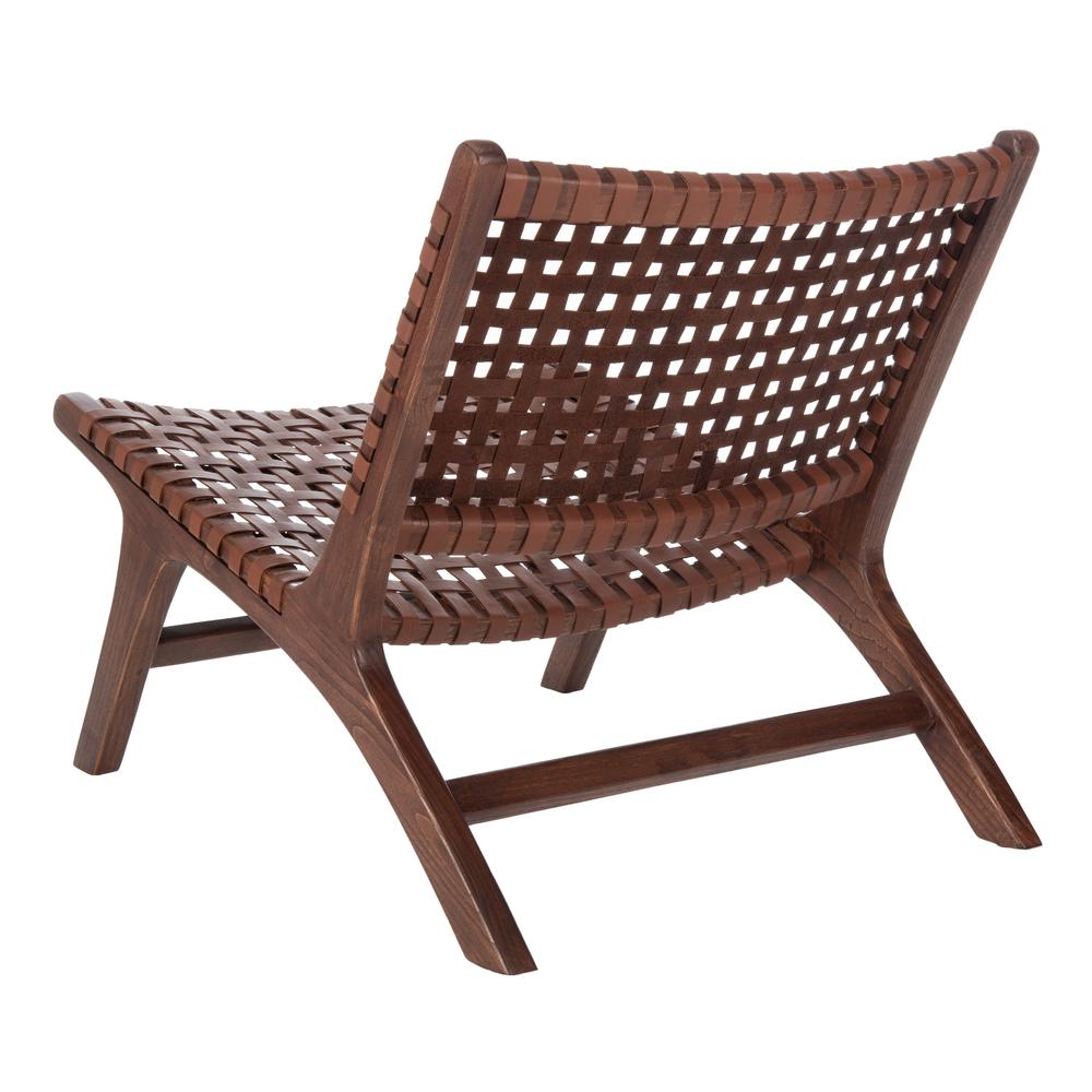Luna Leather Woven Accent Chair, Brown/Cognac. Picture 3