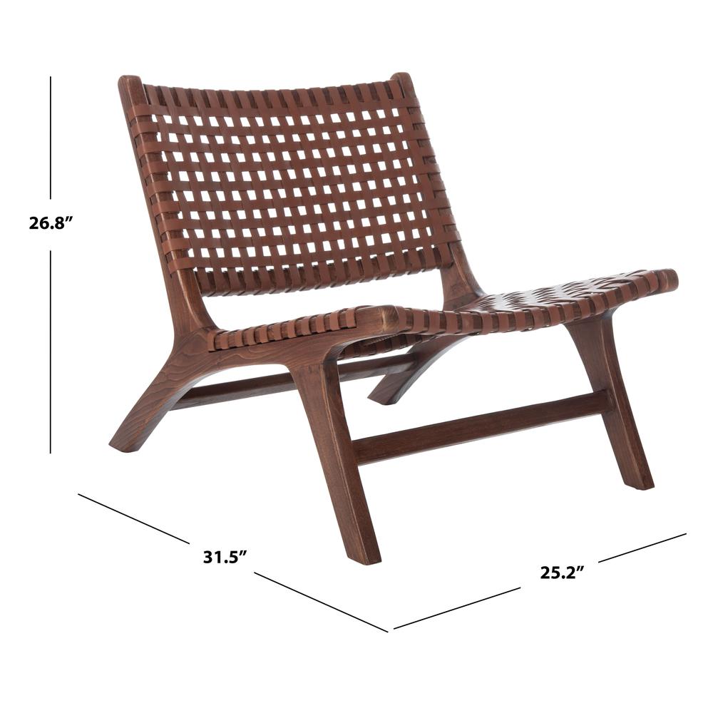 Luna Leather Woven Accent Chair, Brown/Cognac. Picture 5