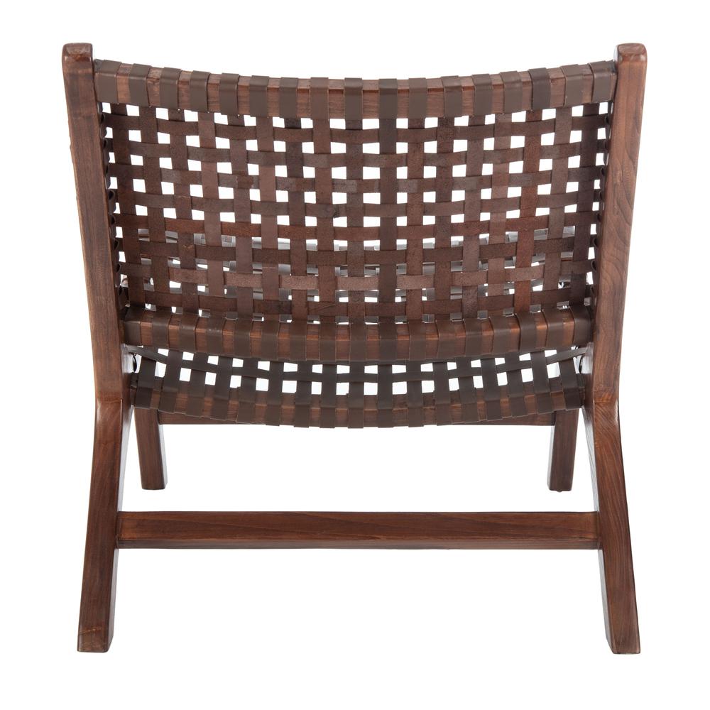 Luna Leather Woven Accent Chair, Brown. Picture 2