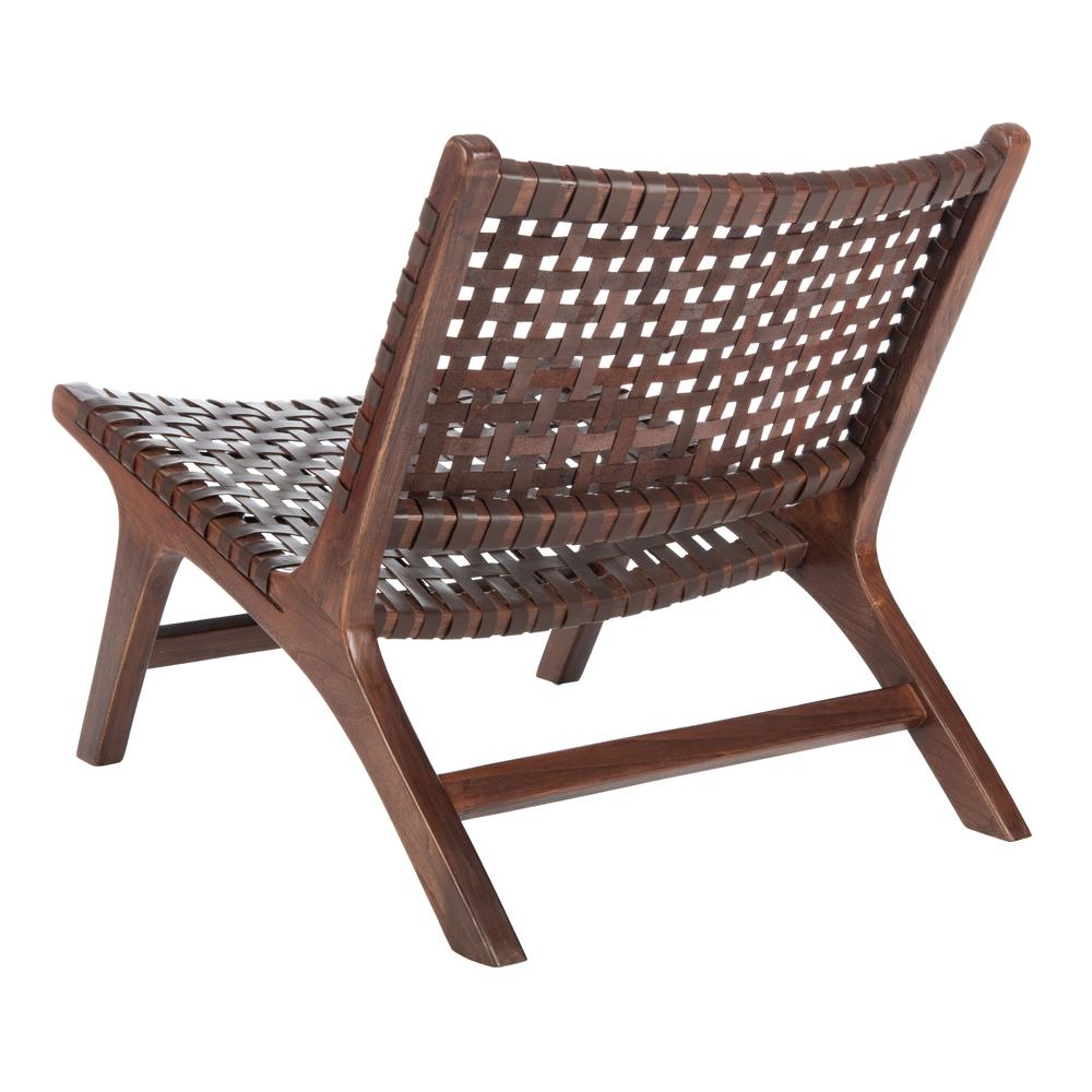Luna Leather Woven Accent Chair, Brown. Picture 3