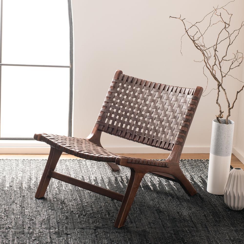 Luna Leather Woven Accent Chair, Brown. Picture 7
