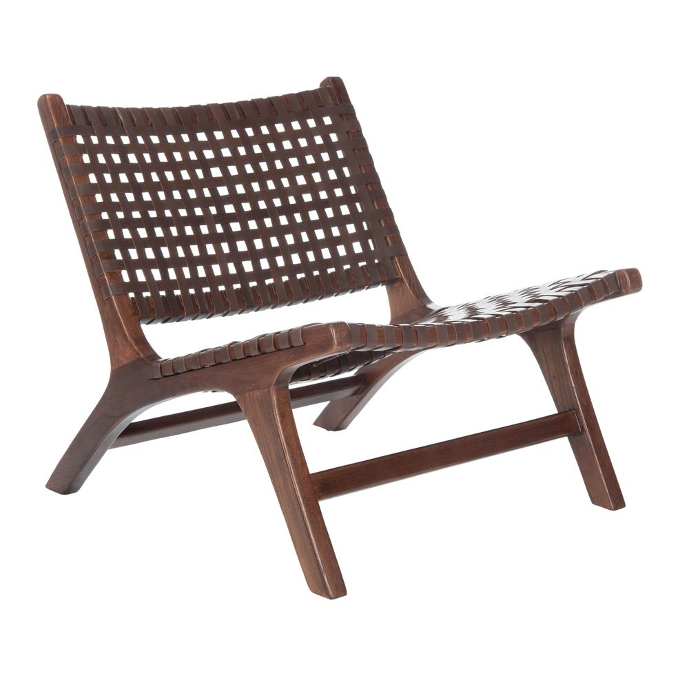 Luna Leather Woven Accent Chair, Brown. Picture 8