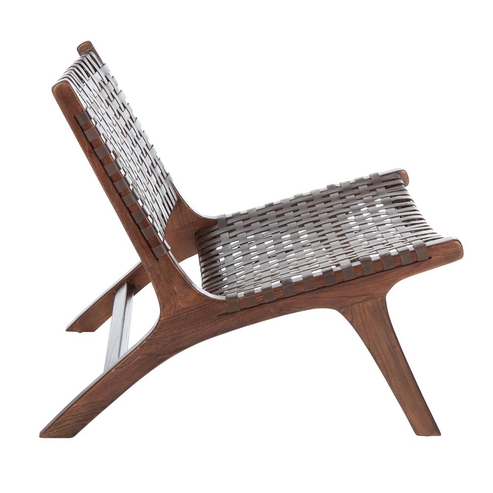 Luna Leather Woven Accent Chair, Brown. Picture 9
